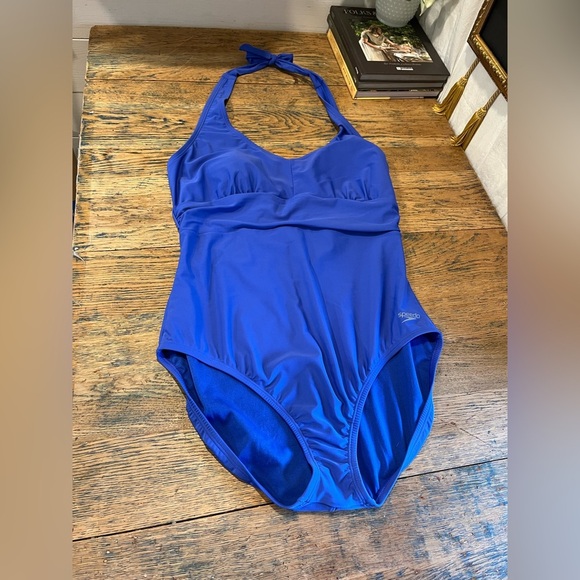 SPEEDO • Blue Halter One-Piece Swimsuit • Size 18 - Picture 4 of 7